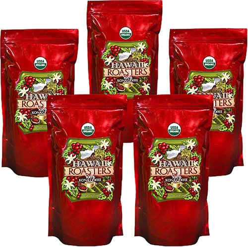 Organic Farm-Roasted 100% Kona Coffee, Whole Bean, Medium Roast 5 Lb