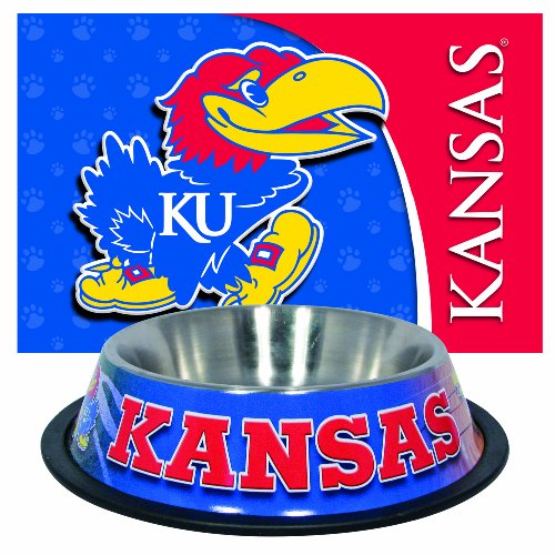 Kansas Jayhawks Pet Bowl and Mat Combo