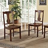 Solid Wood Dark Oak Dining Chairs, Set of 2