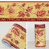 LoveFaye 酒と赤い紅葉自己接着壁紙ボーダーズ家庭装飾品 DIY 簡単 貼付シール 防水