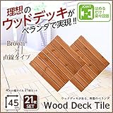 ベランダにウッドタイル オシャレなガーデン空間に 21枚セット 直線×BR （ブラウン）
