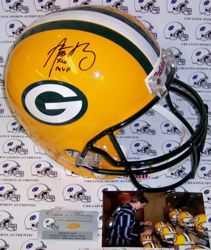 Aaron Rodgers Hand Signed Green Bay Packers Full Size Helmet
