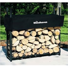 Woodhaven - 36WRC - 1/8 Cord Outdoor Fire Wood Storage Rack with Cover - Black - 36 in.