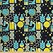 Ambesonne Education Fabric by The Yard, Science Class Themed Biology Chemistry and Physics Protons Neutrons, Decorative Fabric for Upholstery and Home Accents, 1 Yard, Turquoise Yellow