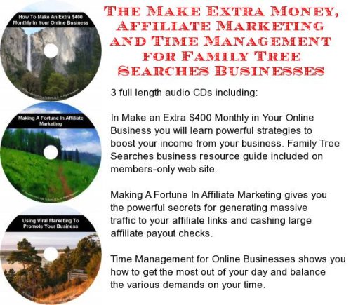 The Make Extra Money, Affiliate Marketing, Time Management for Family Tree Searches Businesses