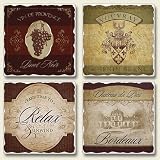 Square assorted coasters Vintage Vineyard ~ 4 Tile Drink Coasters ~ code 030