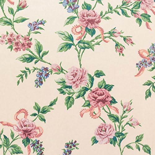 Vintage Floral White Pink Roses Peony Lilac 100% Cotton Fabric Vintage Print Upholstery Grade Medium Weight 54" Width - Sold by the Yard
