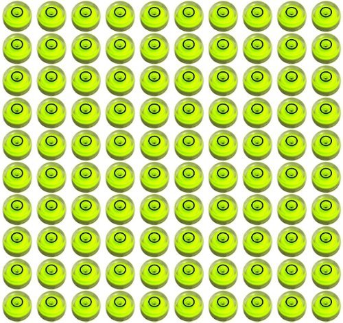 100 x tiny 6mm Diameter Disc Bubble Spirit Level Round Circle Circular Yellow Desmond