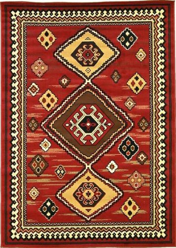 5'9 x 8'4 Red Art Deco Rug