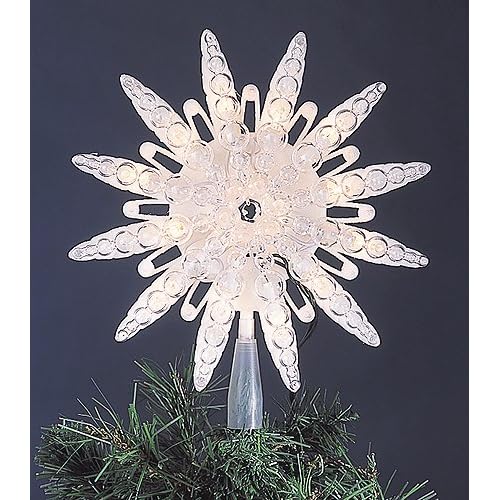 clear lighted silver starburst christmas tree topper