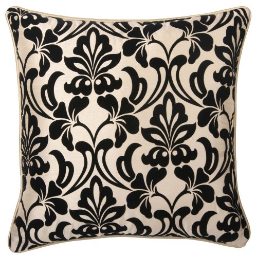 Black and Cream Flocked 21 x 21 Yorke Pillow