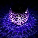 from TW Purple Butterfly Garden Glass Outdoor Decorative Mosaic Tea Solar Powered Light Lantern Lighting