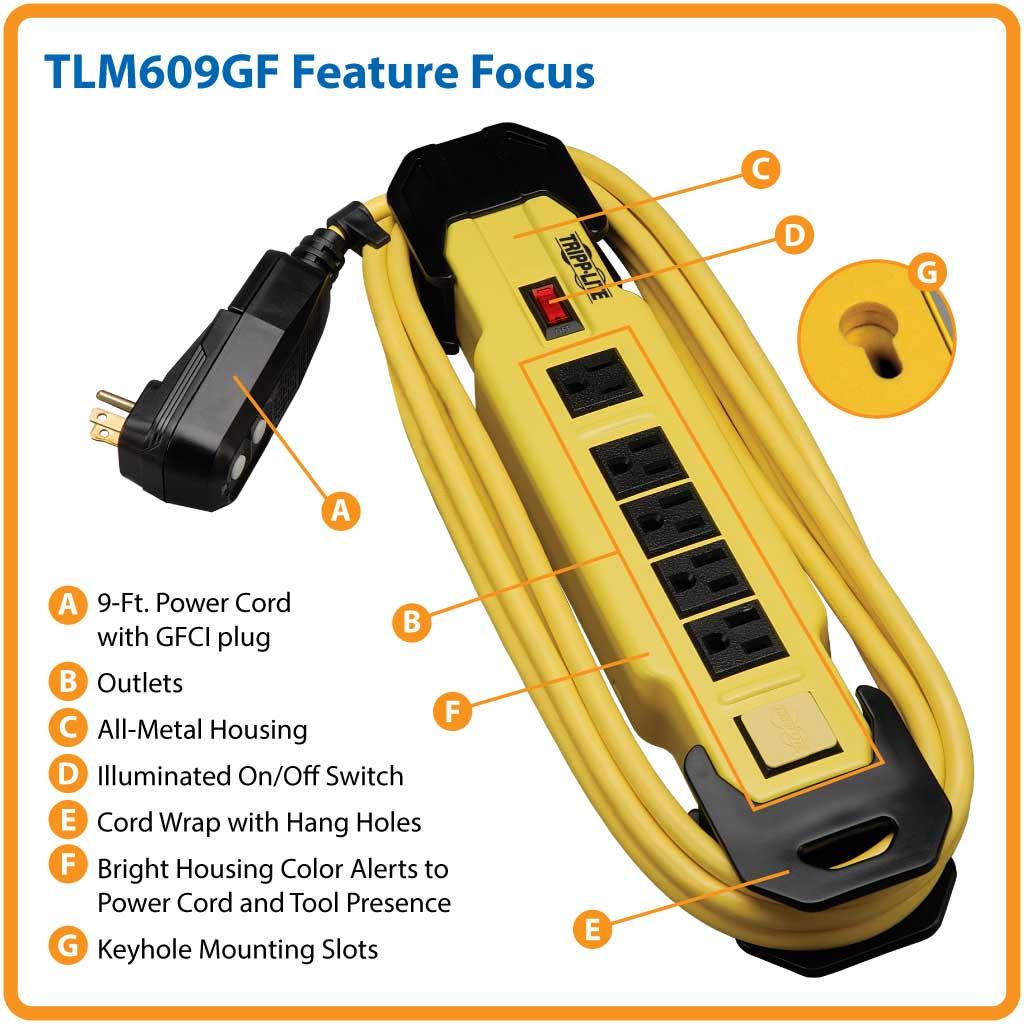 TrippLite TLM609GF 6Outlet Safety Power Strip with Metal