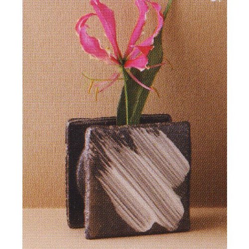 信楽焼　陶器の花瓶　角 
