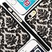 iPhone 6/6S Case, Berry Accessory (TM) Damask Design Pattern Rubber Coating Ultra Slim Fit Hard Hybrid Case Cover for Apple iPhone 6/6S (4.7 inch) + Berry logo stand holder (Black)