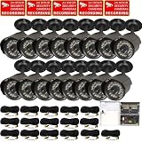 VideoSecu 16 day night vision CCTV IR security cameras with power supply, extension cables, security warning DeCals IR805SKC16 B6B