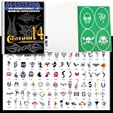 Master Airbrush&reg; Brand Airbrush Tattoo Stencils Set Book #14 Reuseable Tattoo Template Set, Book Contains 100 Unique Stencil Designs, All Patterns Come on High Quality Vinyl Sheets with a Self Adhesive Backing.