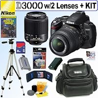 Nikon D3000 - Digital camera - SLR - 10.2 Mpix - Nikon AF-S DX 18-55mm VR and 55-200mm lenses - optical zoom: 3 x - supported memory: SD, SDHC