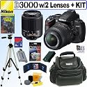 Nikon D3000 10MP Digital SLR Camera with 18-55mm f/3.5-5.6G AF-S DX VR and 55-200mm f4-5.6G ED AF-S DX Zoom-Nikkor Lenses + 8GB Deluxe Accessory Kit