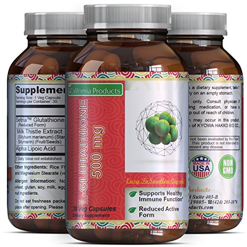Natural Skin Whitening Glutathione 500 mg - With Milk Thistle - To Help Protect The Immune System + Aid In Muscle Developement - Can Aid In Kidney Detox Thanks To Pure Ingredients Natural Skin Whitening Glutathione 500 mg - With Milk Thistle - To Help Protect The Immune System + Aid In Muscle Developement - Can Aid In Kidney Detox Thanks To Pure Ingredients
