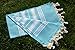 Dandelion - Basic Pattern - 100% Naturally-Dyed Cotton Turkish Towel Peshtemal - 71x39 Inches - Turquoise
