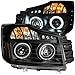 AnzoUSA 111178 Black Clear/Amber Projector Halo LED Headlight for Nissan Titan - (Sold in Pairs)