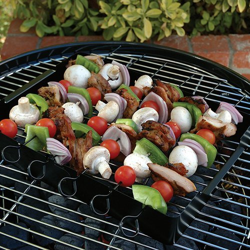 Charcoal Companion Non-stick Kabob Grilling Rack, with Six 14-Inch Skewers