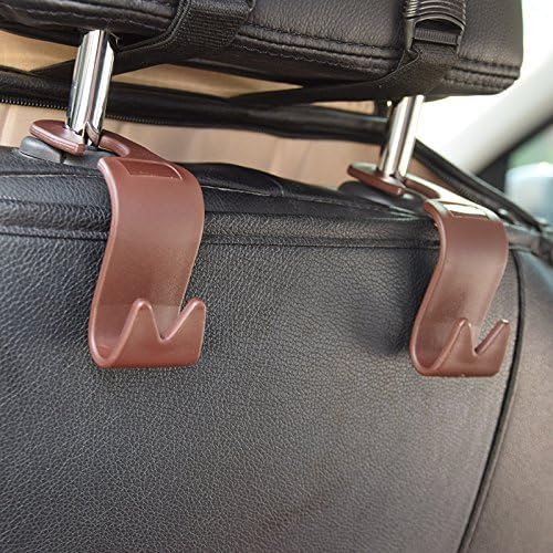 Aulyn 4Pcs Car Auto Seat Headrest Portable Organizer Holder Hooks Hanger (Brown)