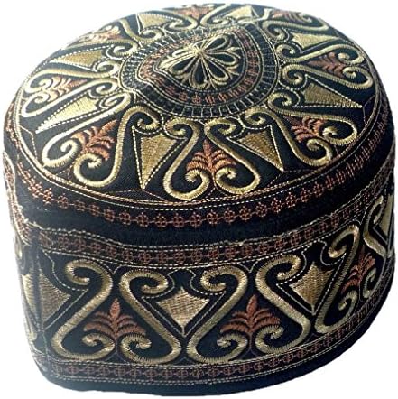 Muslim Kufi Salah Prayer Cap Mens Skull Islamic Hat Topi - Size 22" (Brown)