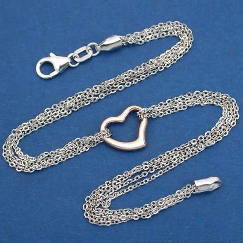 14k Two Tone Gold Heart Ankle Bracelet Love Anklet 9