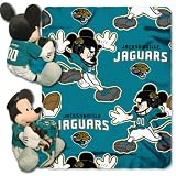 Disney/NFL Jacksonville Jaguars Mickey Character Shaped Pillow with 40-Inch-by-50-Inch Fleece Throw Set