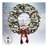Thomas Kinkade Illuminated Nativity Village Wreath