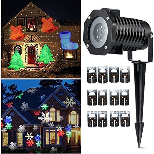 Christmas Projection Lights - 12PCS Pattern Lens Outdoor Laser Christmas Light Projector Perfect Show for Christmas, Halloween, Holiday, Party, Landscape, and Garden Decoration