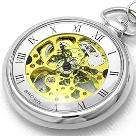 【クリックで詳細表示】[ブラウン]BROWN 懐中時計 メカニカル ポケットウォッチ 両面スケルトン 925J-SVGD メンズ： 腕時計通販