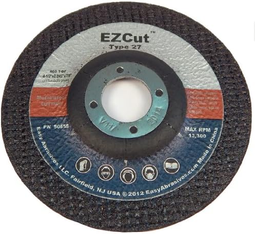 Easy Abrasives LLC 50608 EZCut Type 1 Cutoff Wheel for Metal/Steel, 4-1/2" Diameter x 0.045" Thickness x 7/8" Arbor, A60T-BF (Pack of 50)