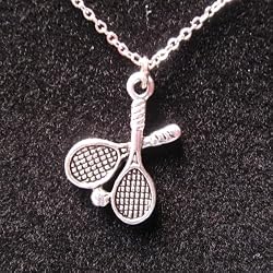 Pewter Tennis Racquets Necklace