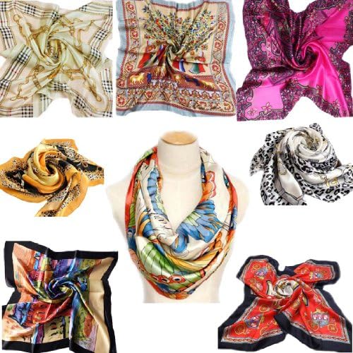 ETSYG Elegant Womens Square Scarf Silk Kerchief Shawl Wrap Fashion Autumn Gifts