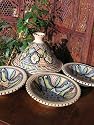 Medium patterned cooking tagine with 4 matching bowls