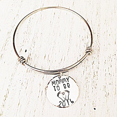 New Mom Gift, Mommy to be Bracelet, Hand Stamped Bangle Bracelet, Baby Shower Gift