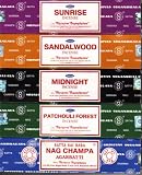 Satya Incense Flavors Collection - Six 40 Gram Boxes - Celestial, Midnight, Sunrise, Sandalwood, Etc