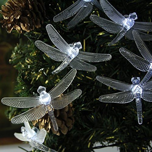Innoo Tech Outdoor String Light Solar Powered, 4.8m 20 White translucent dragonfly Covers for Garden, Patio, Party, Wedding ,Christmas