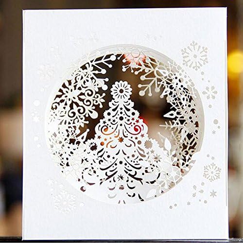 lilliCraftGift Creative 3D Pop Up Box Greeting Cards with Envelope for Christmas Day New Year-White Snow Christmas Tree