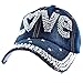 Elonmo Cute Letter Love Baseball Cap Jewel Rhinestone Bling Hats Jeans Wash Denim (Dark Blue)