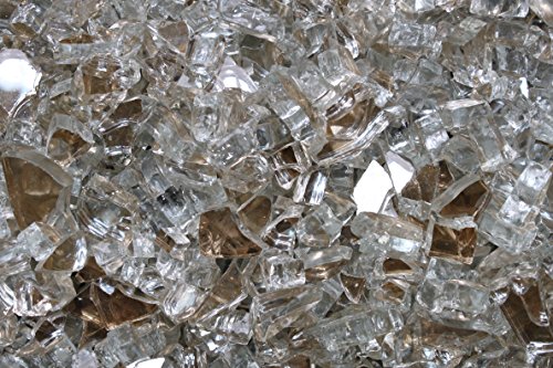 Fireglass 10-pound Reflective Fire Glass with Fireplace Glass and Fire Pit Glass, 1/4-inch, Platinum