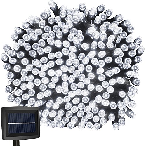 Solar String Lights 200LED 65ft Outdoor Waterproof Fairy Lights Landscape Flashing Lighting for Garden Patio Lawn Path Xmas Wedding Party Holiday Seasonal Decoration (White)
