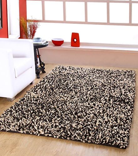 Shines LLC Vogue Shag Collection - (8'x10') Silk Rayon Viscose and Cotton Shag Textured Pattern Accent Royal Shag Brown Gold Area Rugs