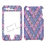 Apple iPhone 3G/3GS V Shape Pink and Blue Rectangles Full Rhinestones/Diamond/Bling – Hard Case/Cover/Faceplate/Snap On/Housing
