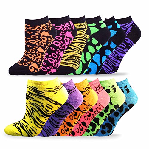 TeeHee Women s Neon Socks Low Cut 12-pair Pack