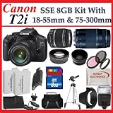 Canon EOS Rebel T2i Digital SLR Camera Kit with Canon EF-S 18-55mm f/3.5-5.6 IS Lens & Canon EF 75-300mm f/4-5.6 III Telephoto Zoom Lens + SSE Premium SLR Lens Accessory Package