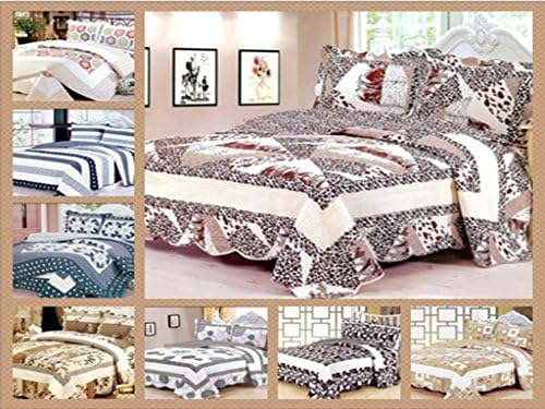 Free Shipping New 3 Pc Leopard Tiger 100% Cotton Full Size Bedspread Set Brown &amp; Tan Sale